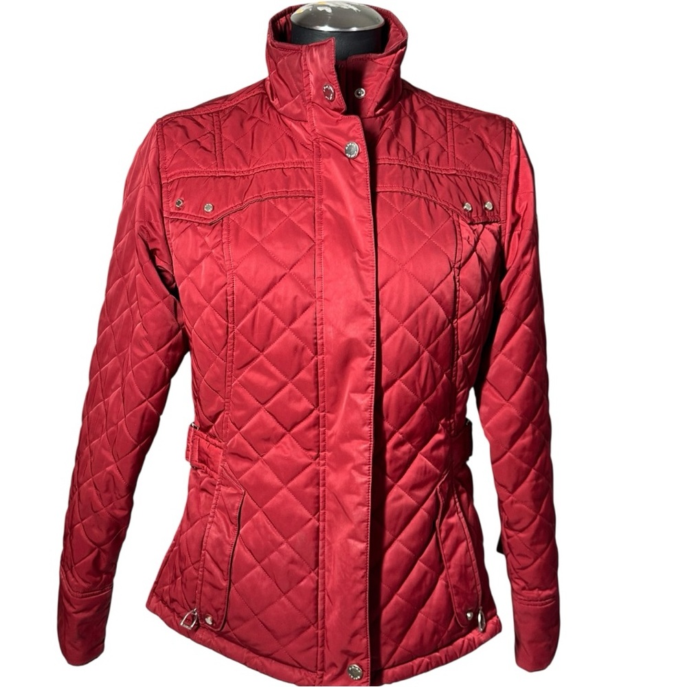 Ariat Red Quilted Jacket Women's Small Pockets Lined Full Zipper Snaps - Picture 4 of 15